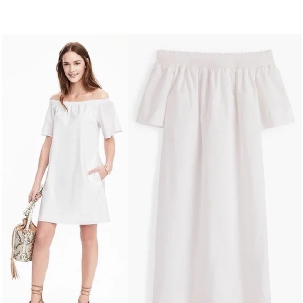 J. Crew White Off-Shoulder Dress